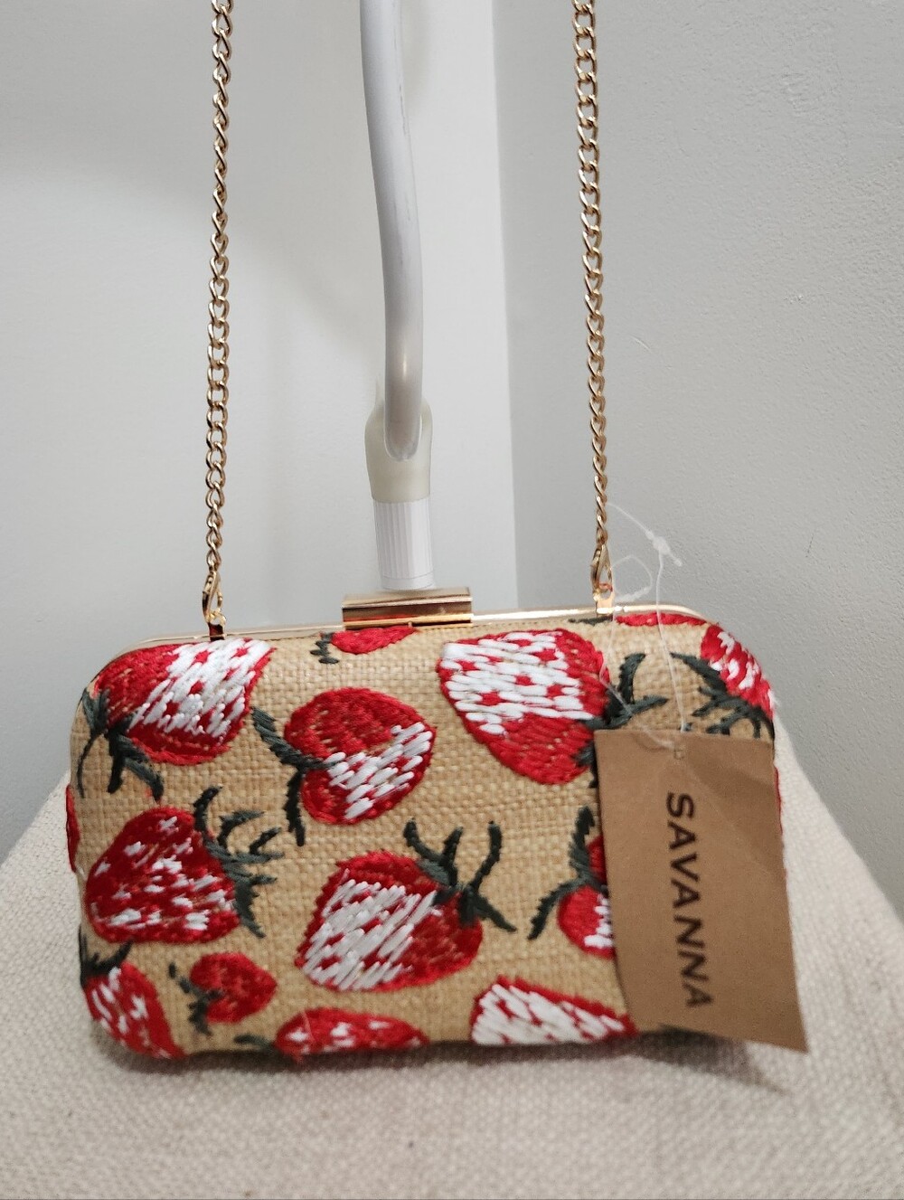 Savanna Red Strawberry Embroidered Crossbody Clutch!